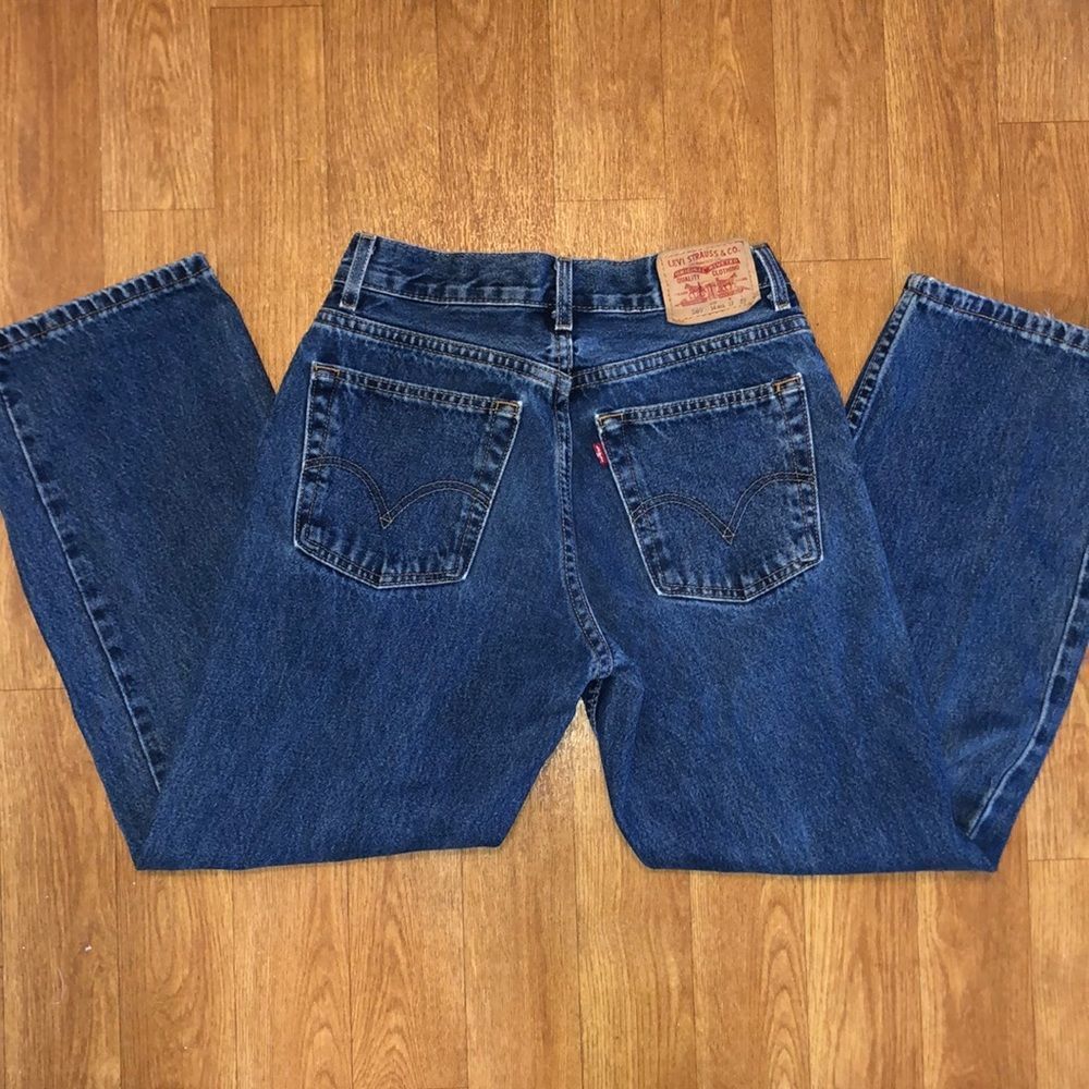 Vintage Levi’s 569 Loose Straight Leg High Waisted Blue Jeans